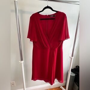 EUC Lauren Ralph Lauren Burgundy Flutter Sleeve Dress